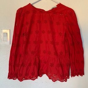 Madewell red eyelit top.